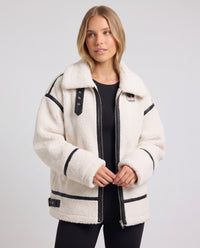 Frederica | Women's White Oversized Sherpa Coat