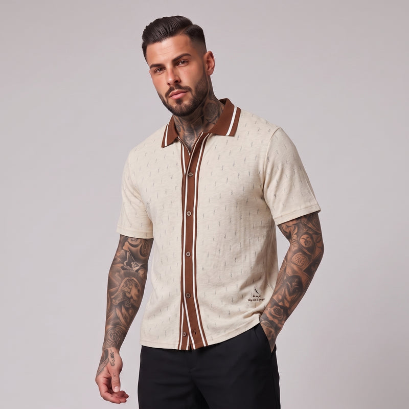Keith | Textured Jacquard Short Sleeve Polo Shirt