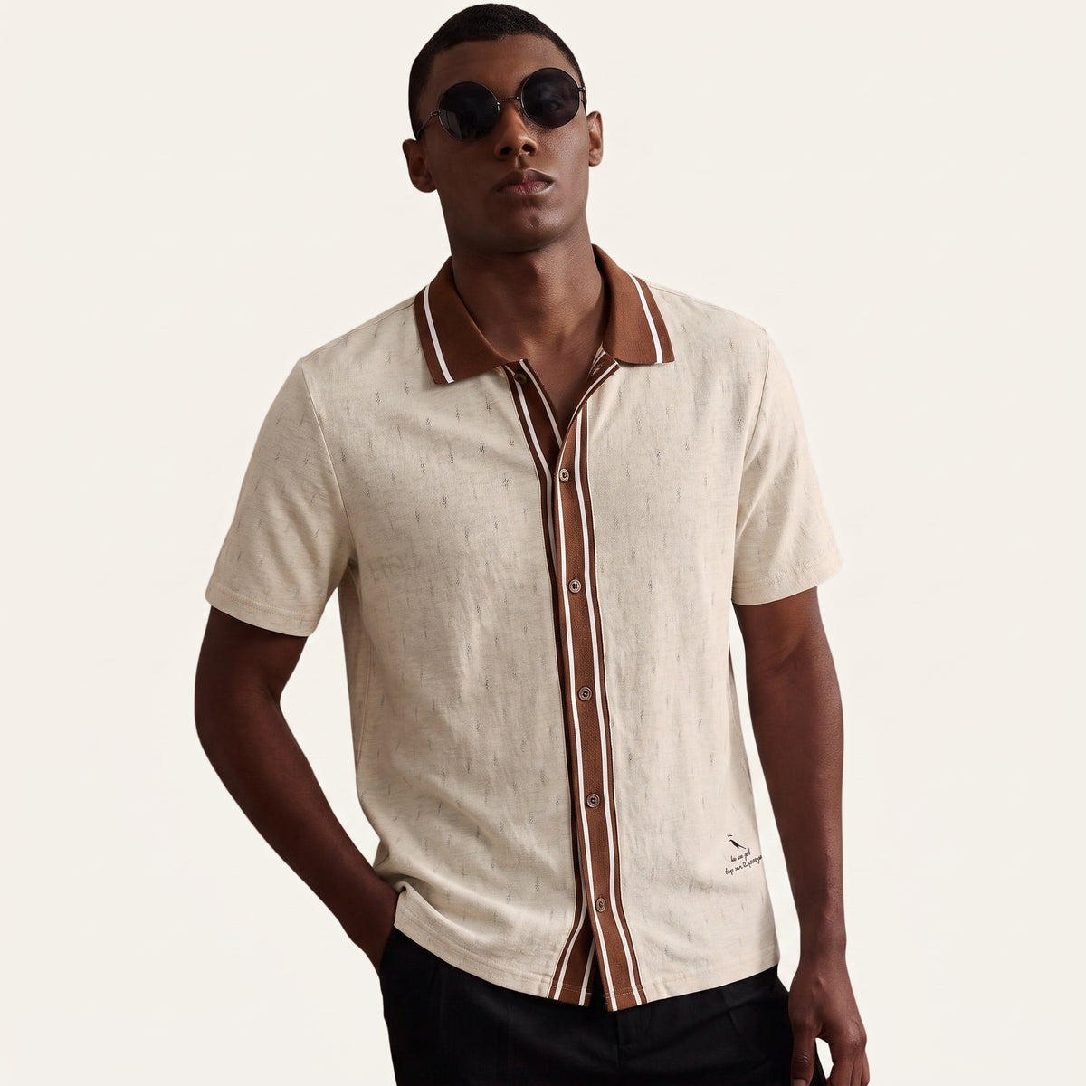 Keith | Textured Jacquard Short Sleeve Polo Shirt
