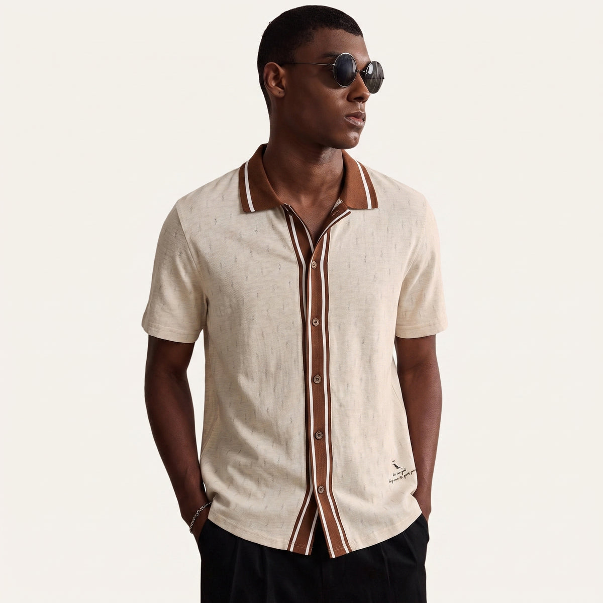 Keith | Textured Jacquard Short Sleeve Polo Shirt