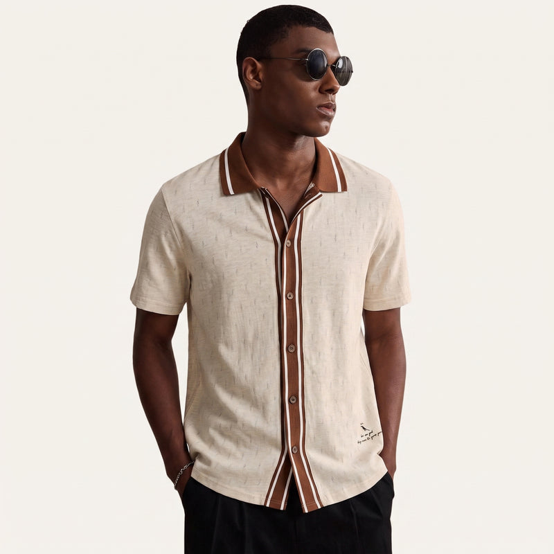 Keith | Textured Jacquard Short Sleeve Polo Shirt