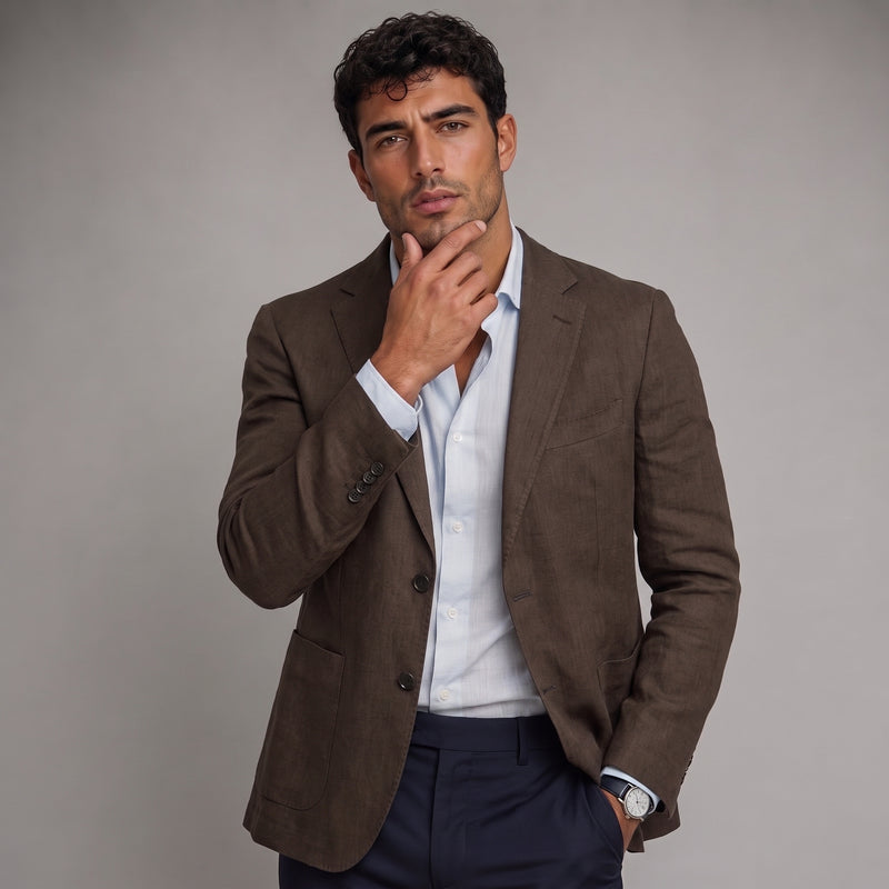 Maddox | Single Breasted Herringbone Wool Tweed Blazer