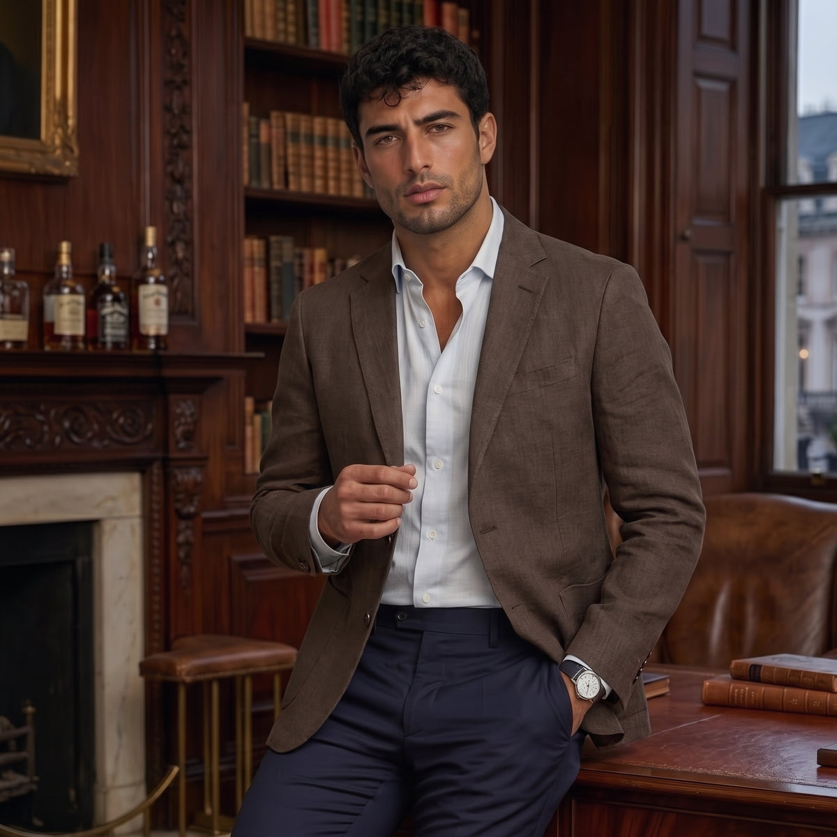 Maddox | Single Breasted Herringbone Wool Tweed Blazer
