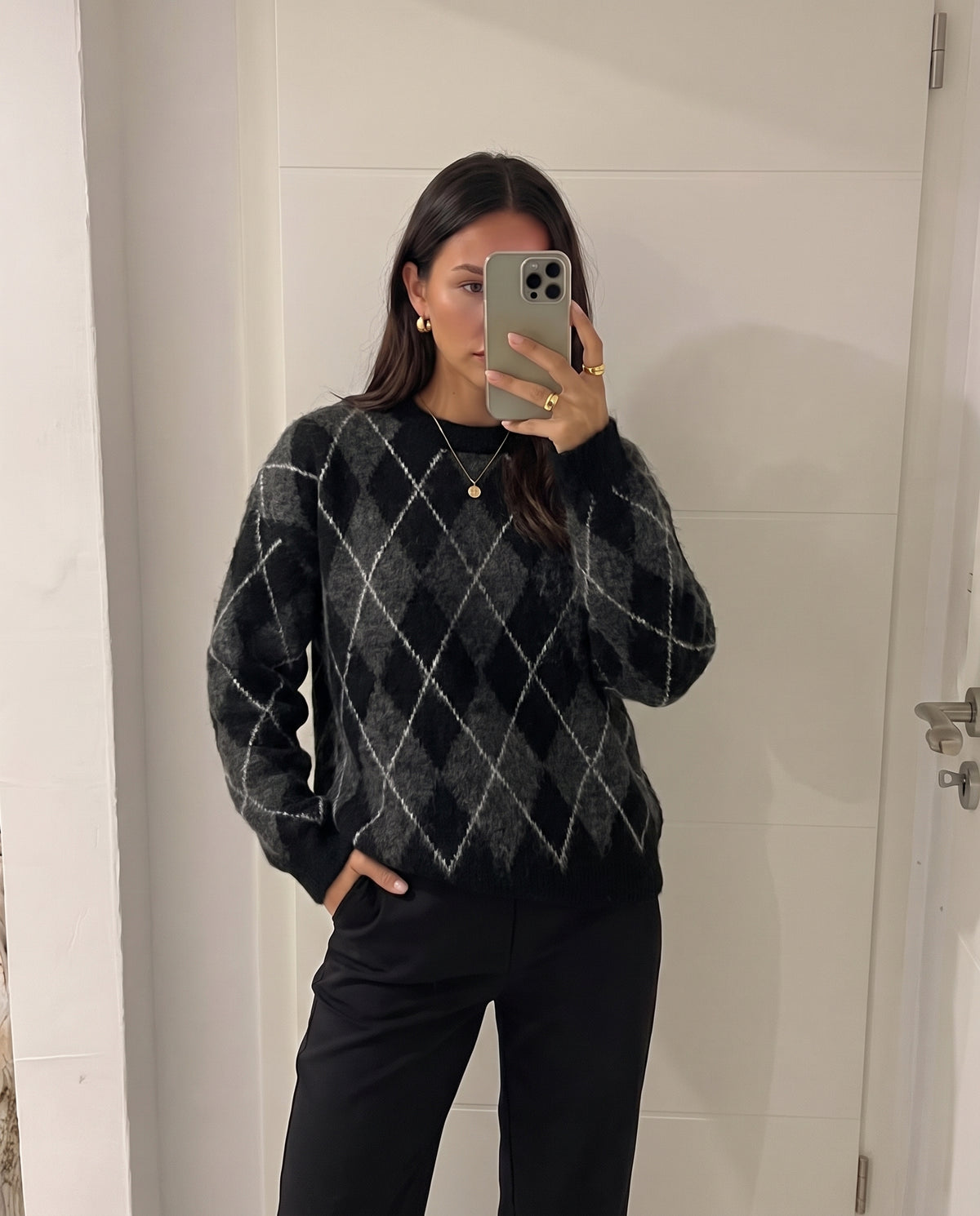 Cressida | Relaxed Argyle Knit Top