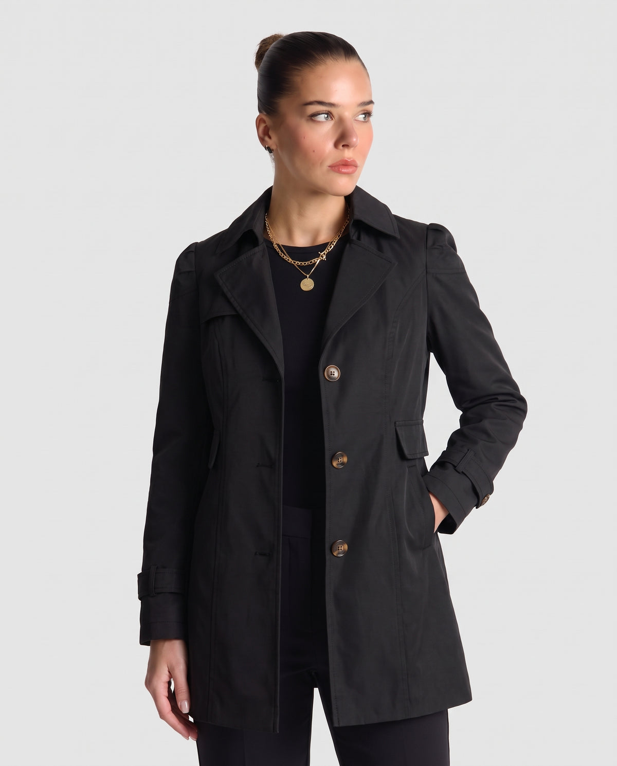 Wilhelmina | Women's Double-Breasted A-Line Long Trench Coat