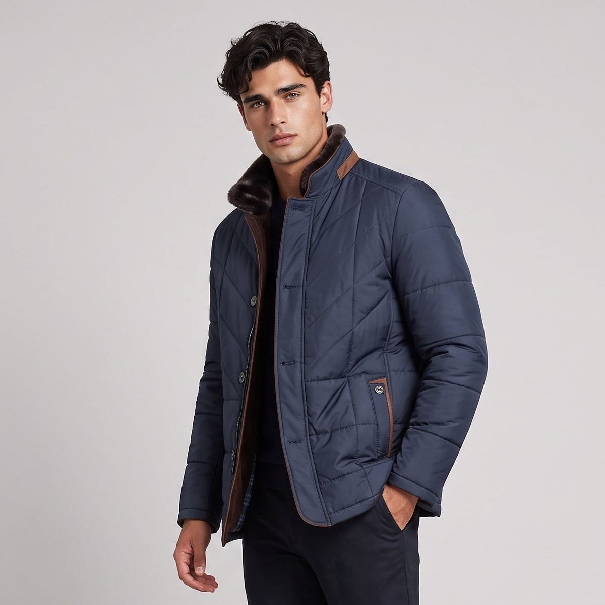 Seymour | Men's Fur Collar Quilted Puffer Jacket