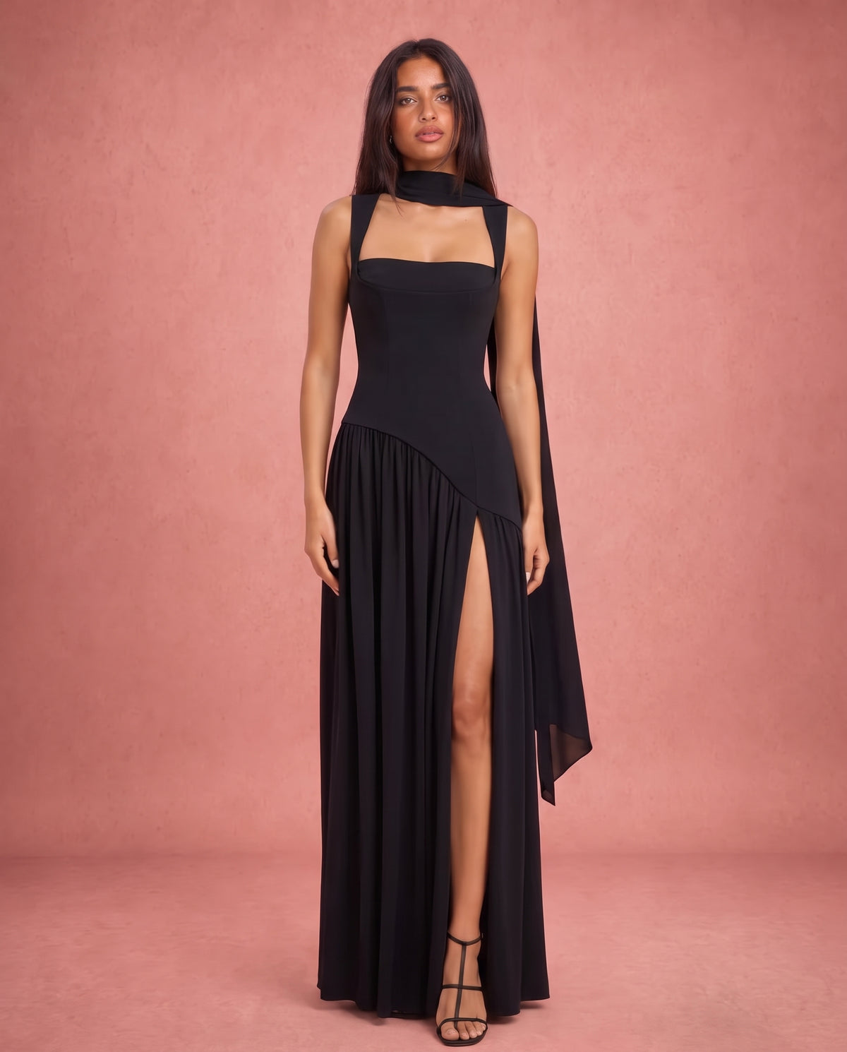 Violet | Satin-Feel Halter Neck Maxi Dress