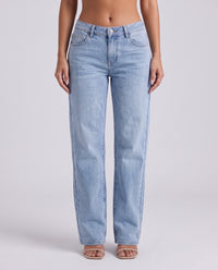 Gwendolen | Women's Blue Low Rise Light Wash Straight Leg Jeans