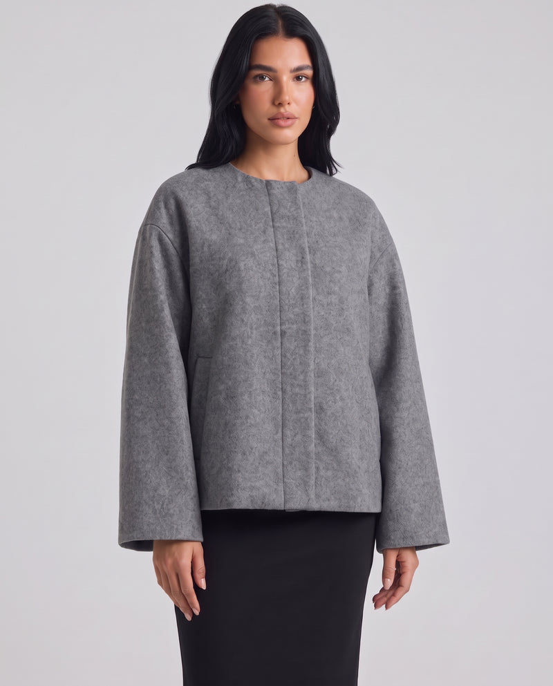 Isaura | Women's Grey Boxy Oversized Jacket