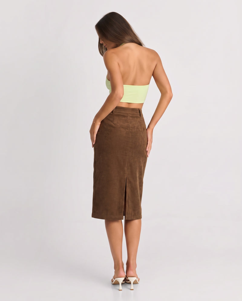Lyla | Sculpting Brushed Midi Pencil Skirt