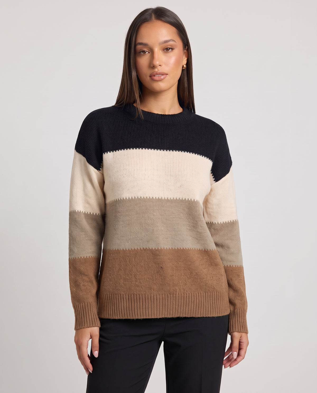 Ivetta | Women's White Striped Relaxed Fit Jumper