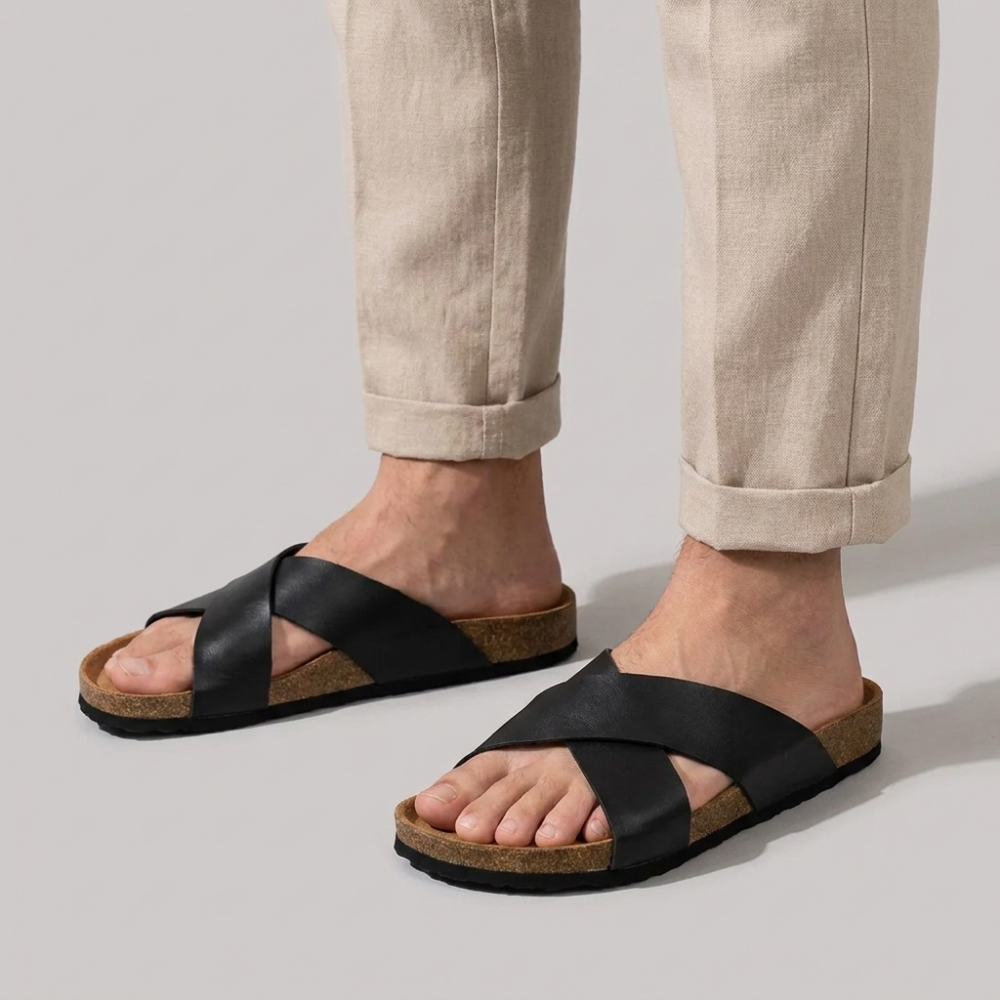 Byron | Men's Cross Strap Slide Sandals