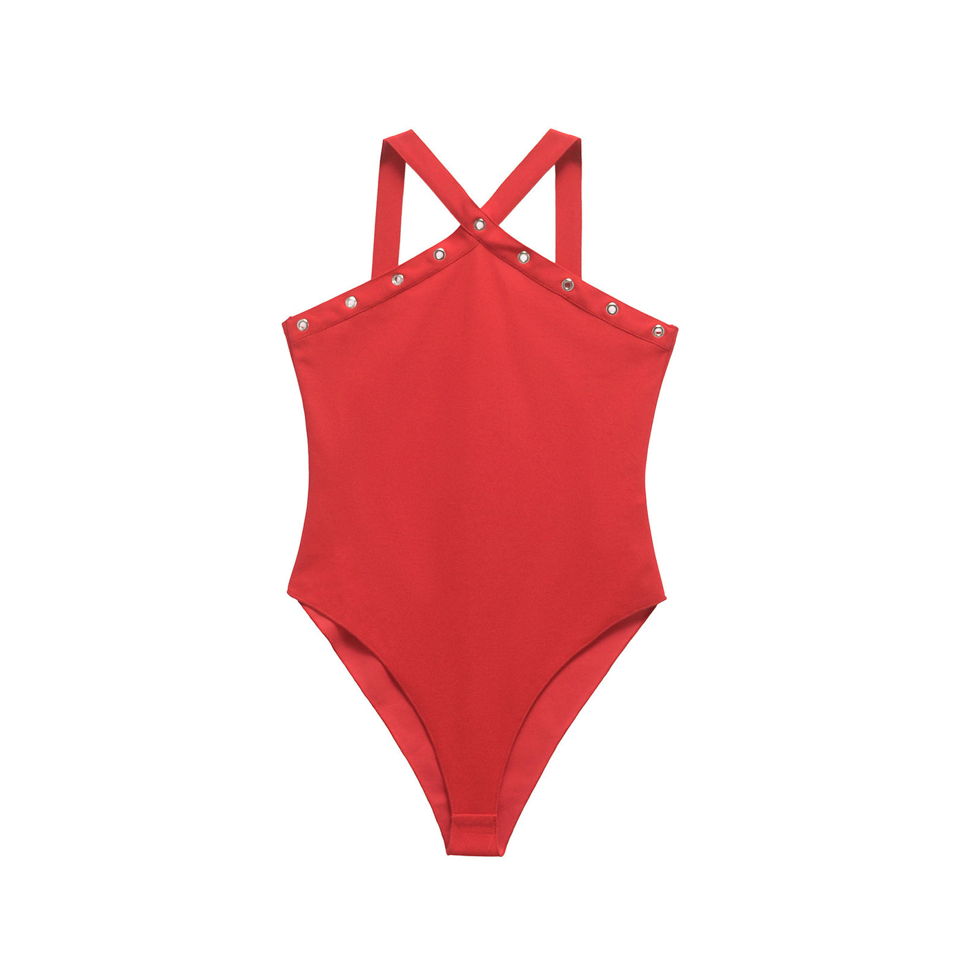Cora | Criss-Cross Halter Top in Red