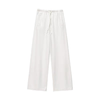 Willow | Drawstring Wide-Leg Cotton Trousers with Contrast Stitching