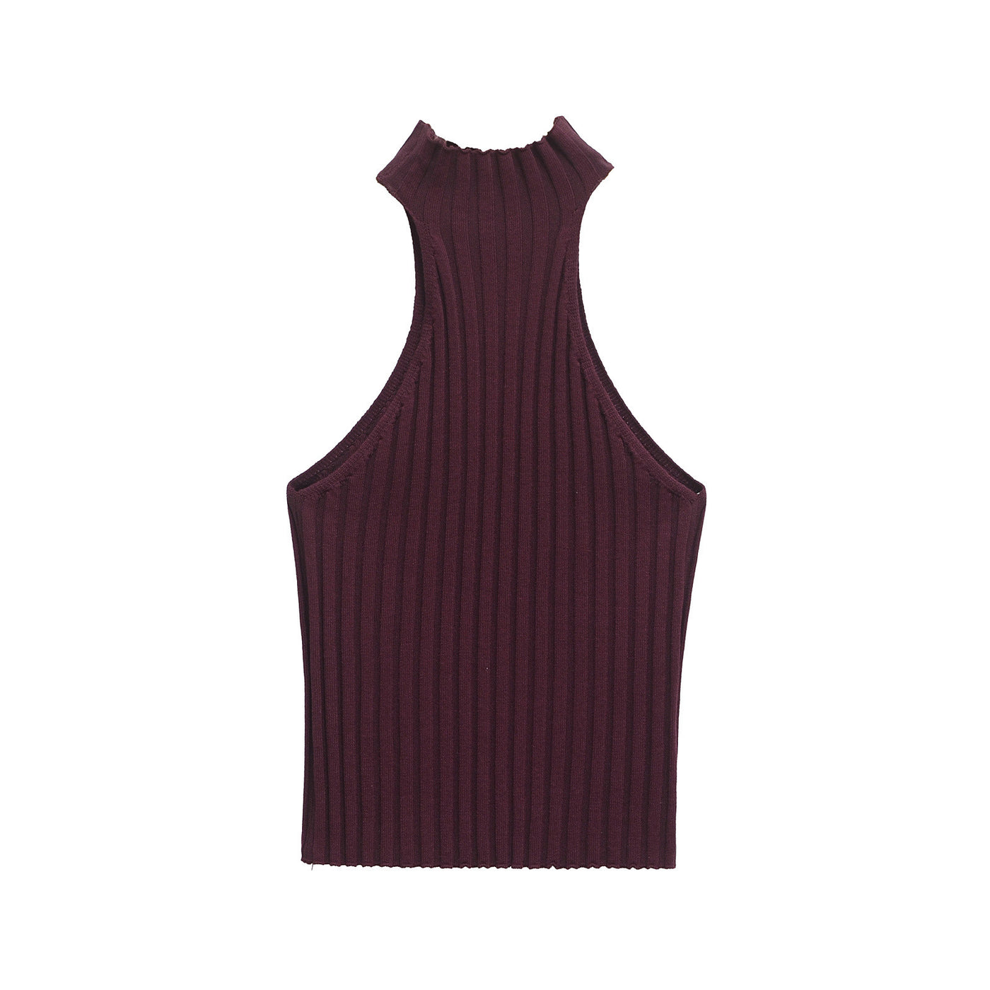 Cleo | Ribbed Knit Mock Halter Neck Crop Top