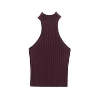 Cleo | Ribbed Knit Mock Halter Neck Crop Top