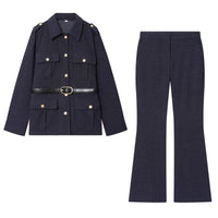 Grace | Belted Jersey Blazer Wide Leg Trouser Co-ord Set