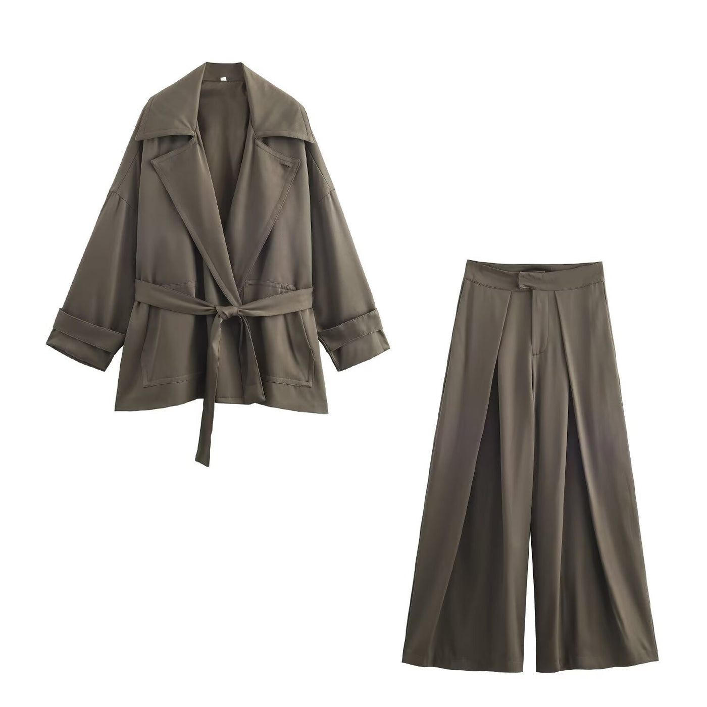 Beatrice | Wrap Jacket Wide Leg Trench-Style Co-ord Set