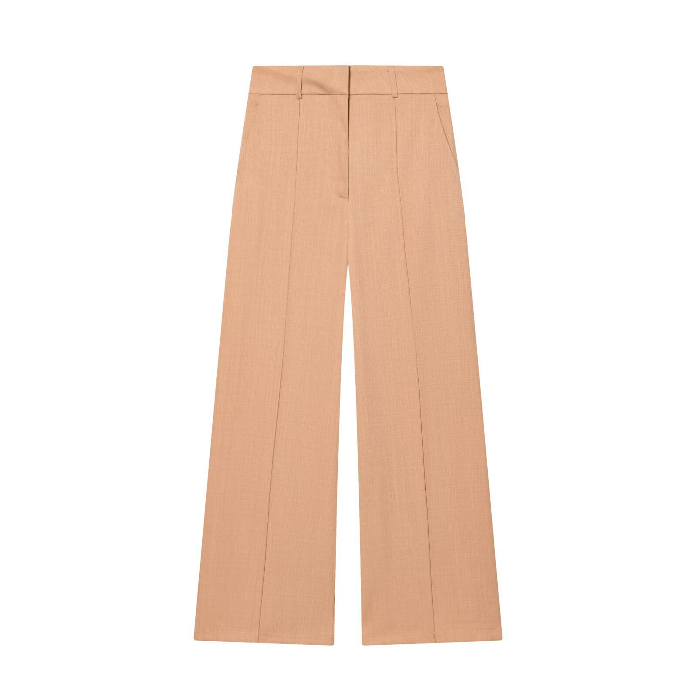 Victoria | High-Waist Front Seam Tailored Wide-Leg Trousers in Brown and Beige