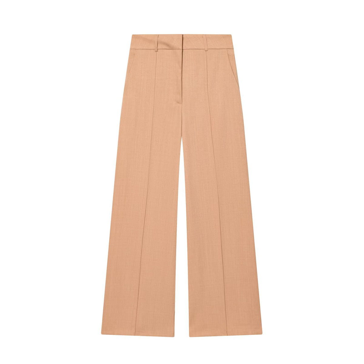 Victoria | High-Waist Front Seam Tailored Wide-Leg Trousers in Brown and Beige