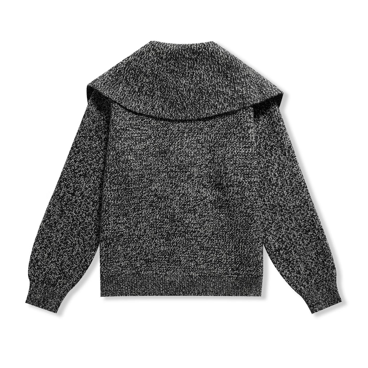 Hannah | Chunky Marled Knit Wide Collar Toggle Button Relaxed Cropped Cardigan