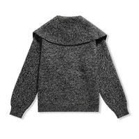 Hannah | Chunky Marled Knit Wide Collar Toggle Button Relaxed Cropped Cardigan