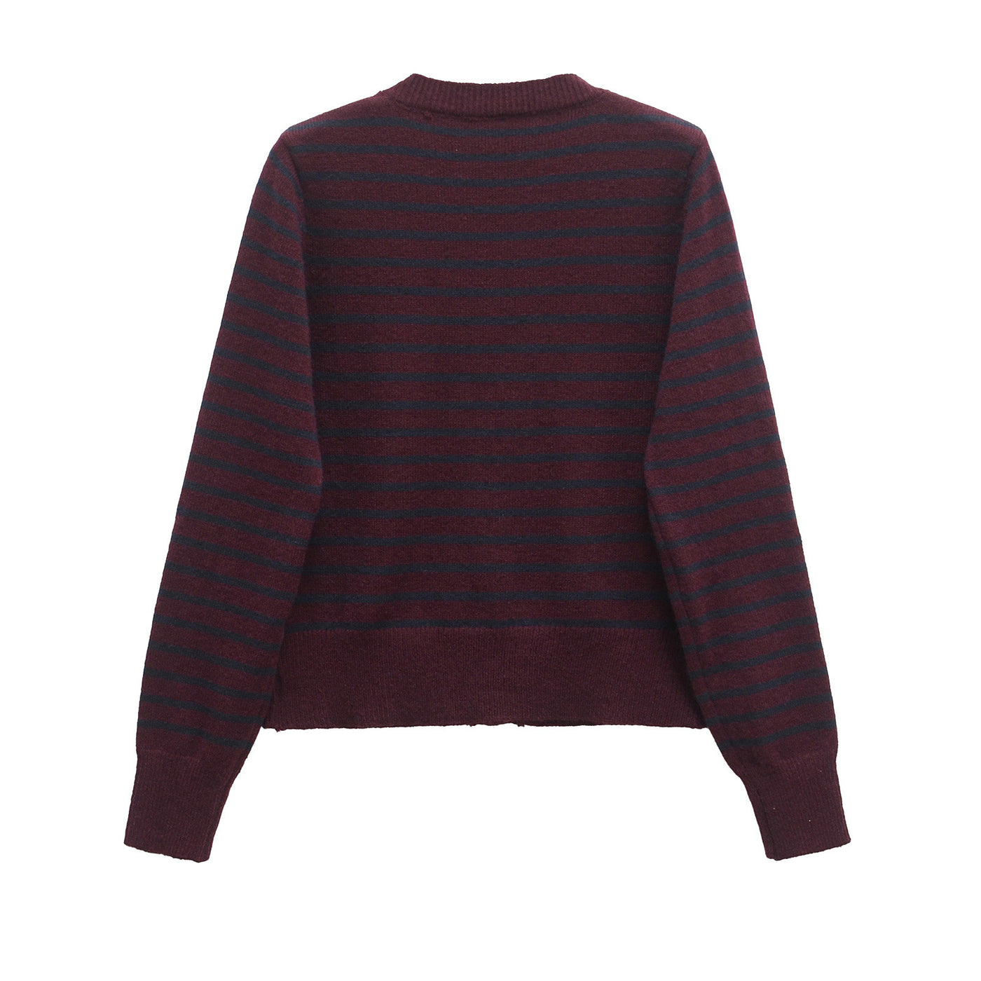 Marnie | Stripe Knit Button Front Crew Neck Cropped Cardigan