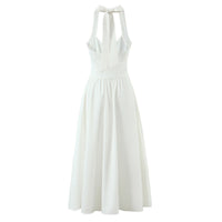 Faye | Halter Neck Sweetheart Button Front Midi Dress