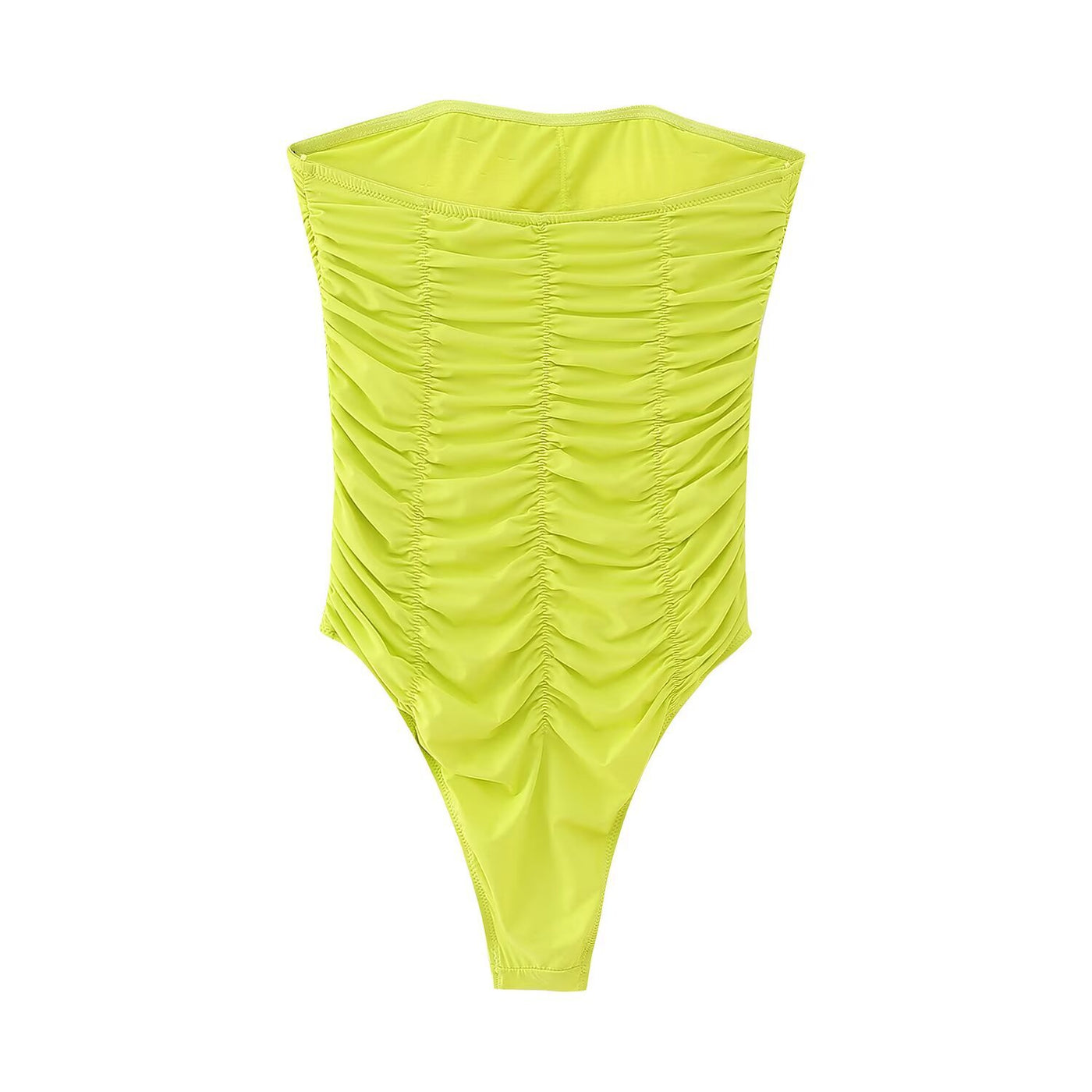 Elodie | Sweetheart Neck Strapless Fully Ruched Bodycon Jersey Tube Top in Yellow