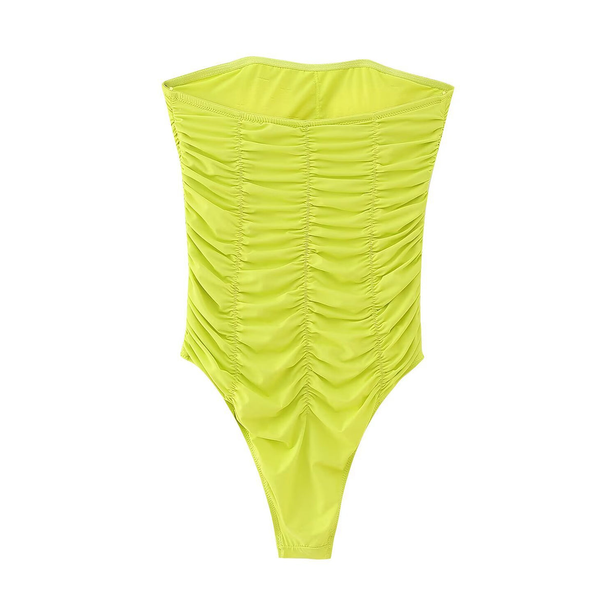 Elodie | Sweetheart Neck Strapless Fully Ruched Bodycon Jersey Tube Top in Yellow