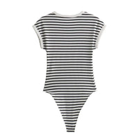 Bonnie | Monochrome Striped Fitted T-Shirt in Black