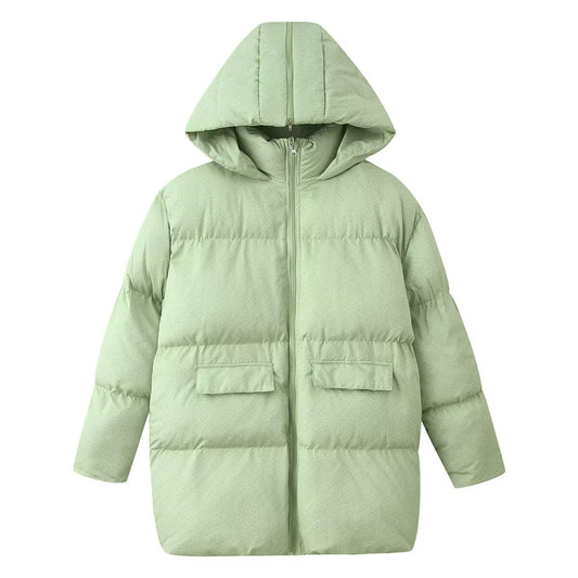 Nell | Winter Puffer Jacket White Printed Hooded Padded