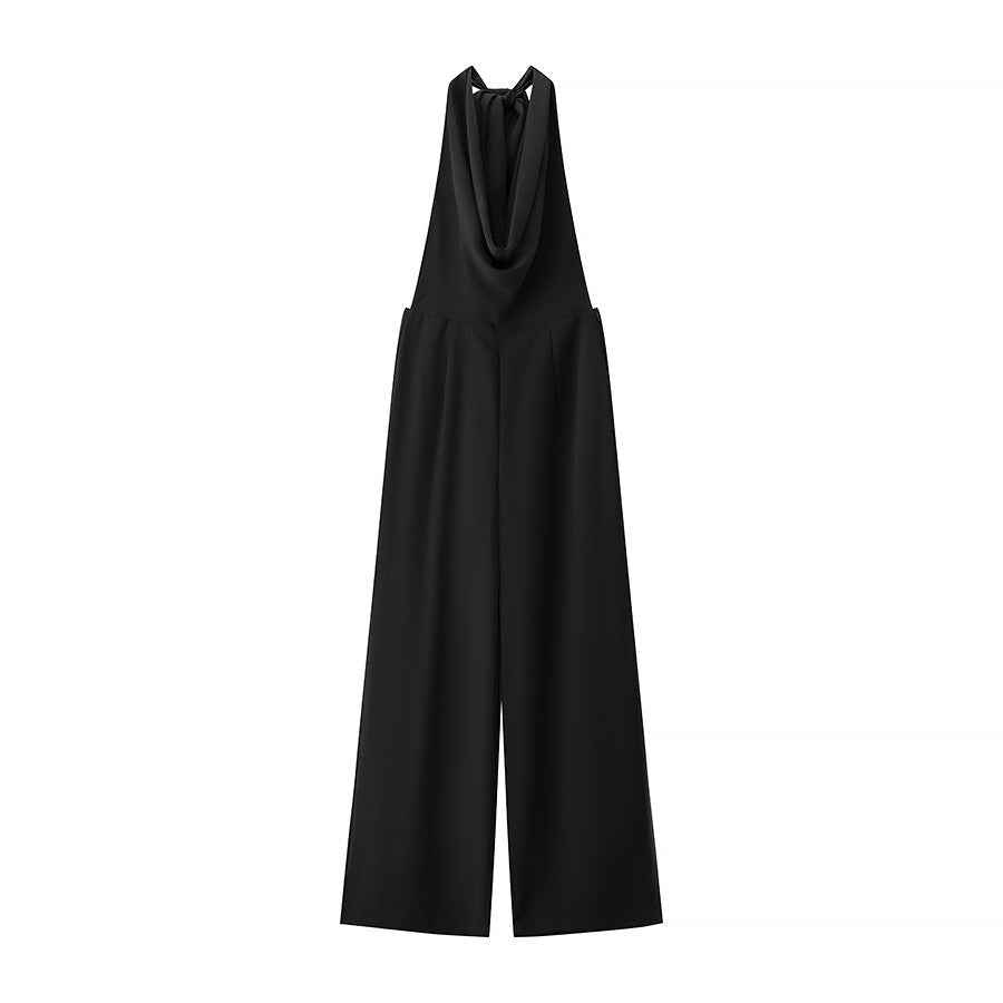 Felicity | Wide-Leg Cowl Halter Jumpsuit in Pink, Black & Blue