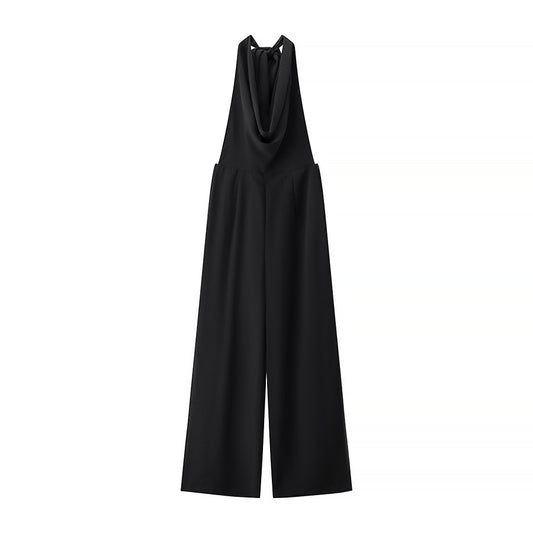 Lyra | Elegant Halter Neck Jumpsuit Blue Wide Leg