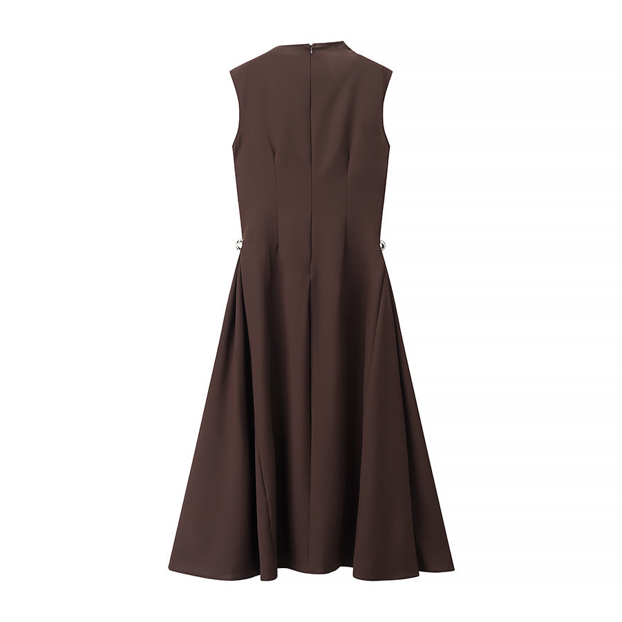 Alma | Brown Sleeveless High Neck Maxi Dress