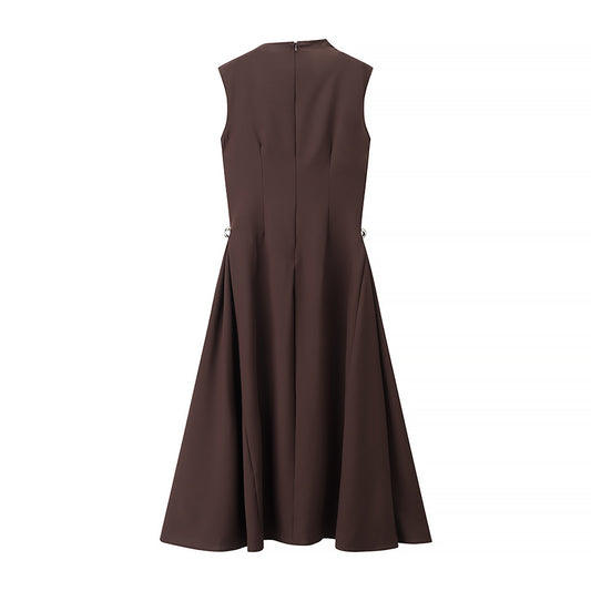 Alma | Brown Sleeveless High Neck Maxi Dress