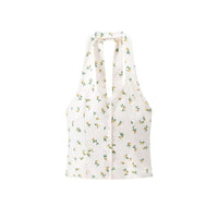 India | Floral Print Button-Front Halter Top