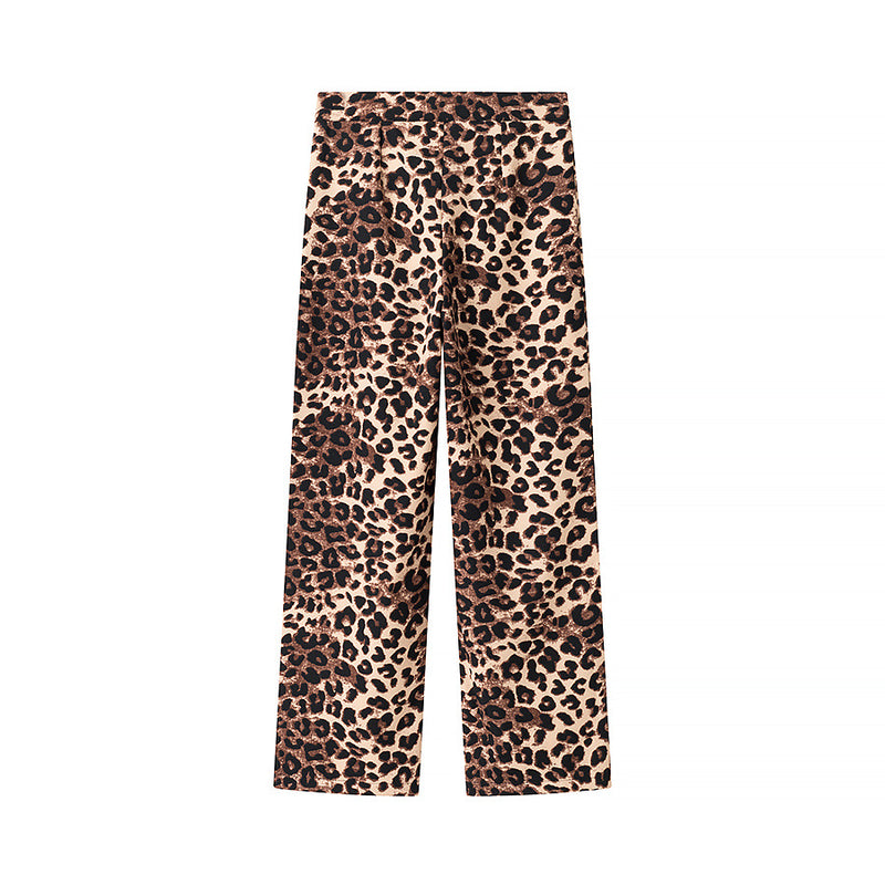 Vera | Leopard Print Wide Leg Trousers Cream Black