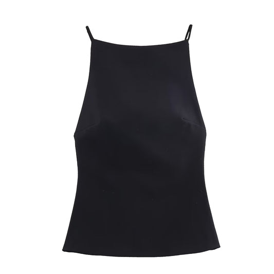 Viola | Square Neck Cami Top Black Sleeveless Fitted