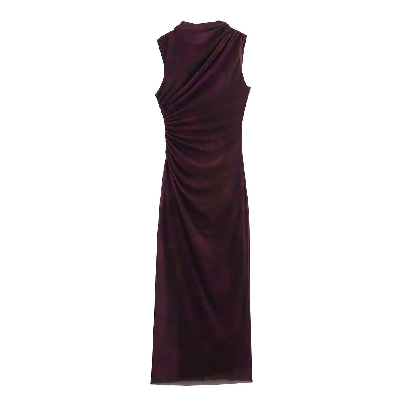 Tamara | Draped High Neck Side Ruching Sleeveless Bodycon Maxi Dress