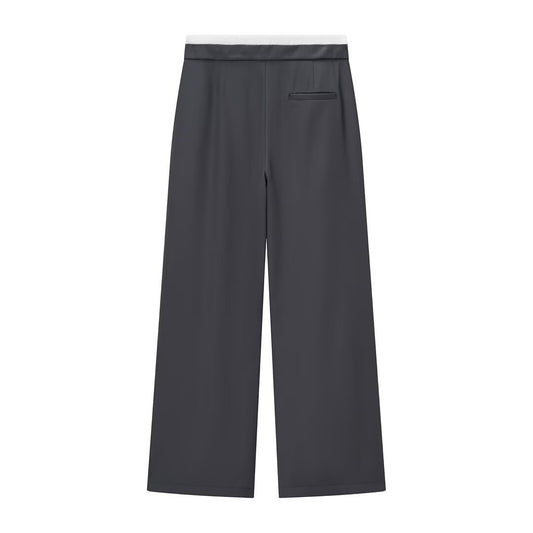 Alis | Casual Wide Leg Joggers Charcoal Drawstring