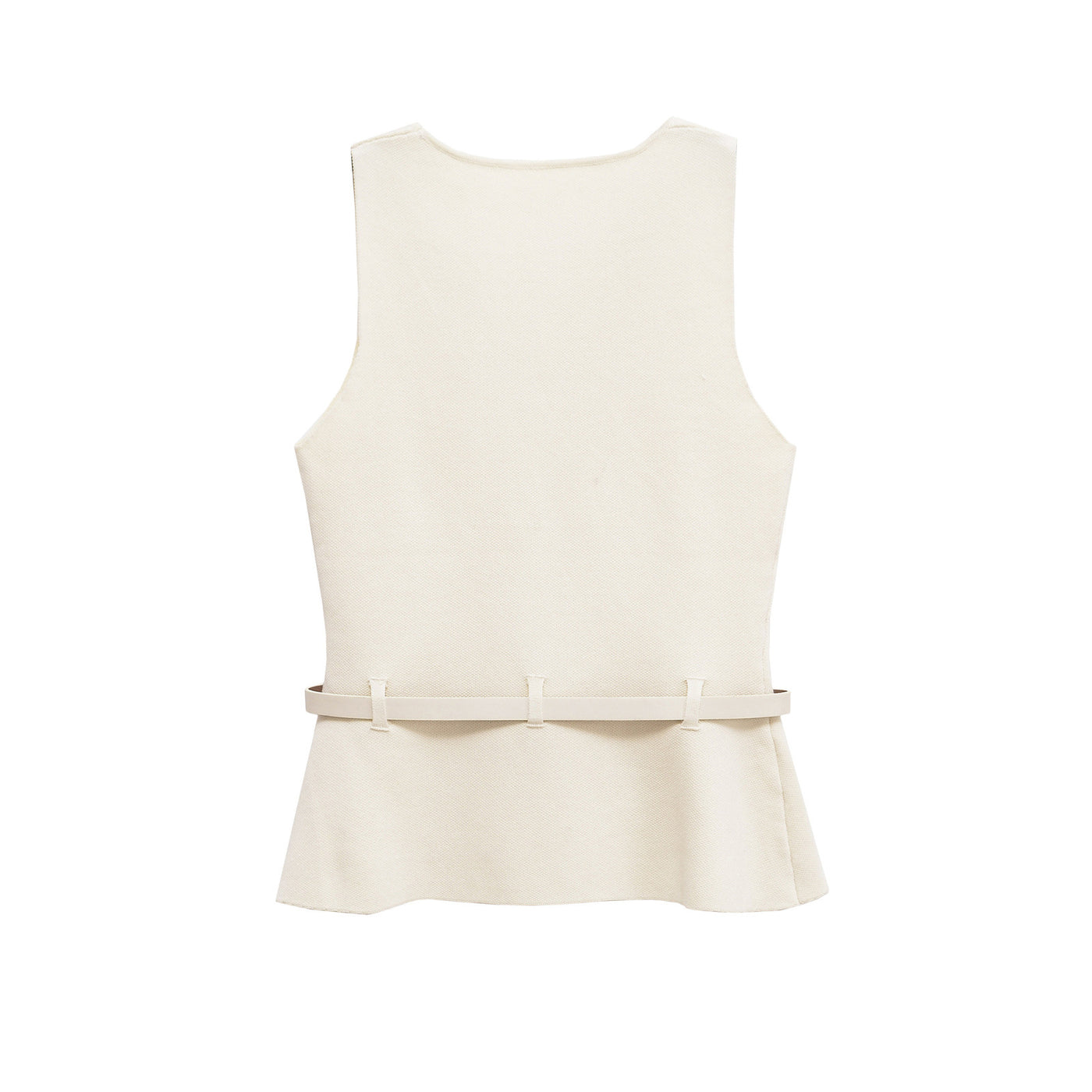 Elise | Peplum Scoop Neck Belted Jersey Top
