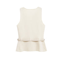 Elise | Peplum Scoop Neck Belted Jersey Top