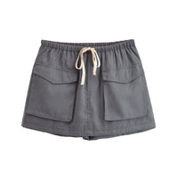 Thea | Drawstring Waist Patch Pocket Cotton Cargo Skirt
