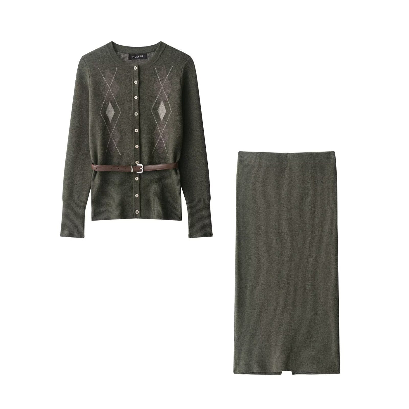 Phoebe | Argyle Fine Gauge Knit Cardigan Co-ord Set