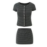 Sophie | Striped Knit Cropped Top Mini Skirt Co-ord Set