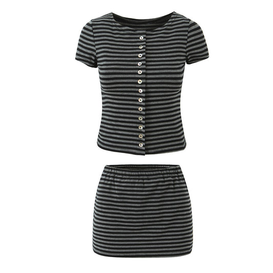 Mia | Striped Knit Mini Skirt Co-ord