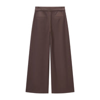 Ivy | High-Waist D-Ring Belt Deep-Pleat Wide-Leg Trousers in Brown