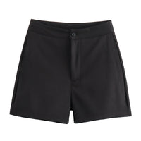 Erin | Flat-Front Tailored Shorts with Button and Zip Closure