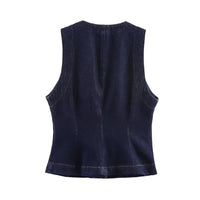 Hattie | Dark Wash Denim Waistcoat Jeans Co-ord Set